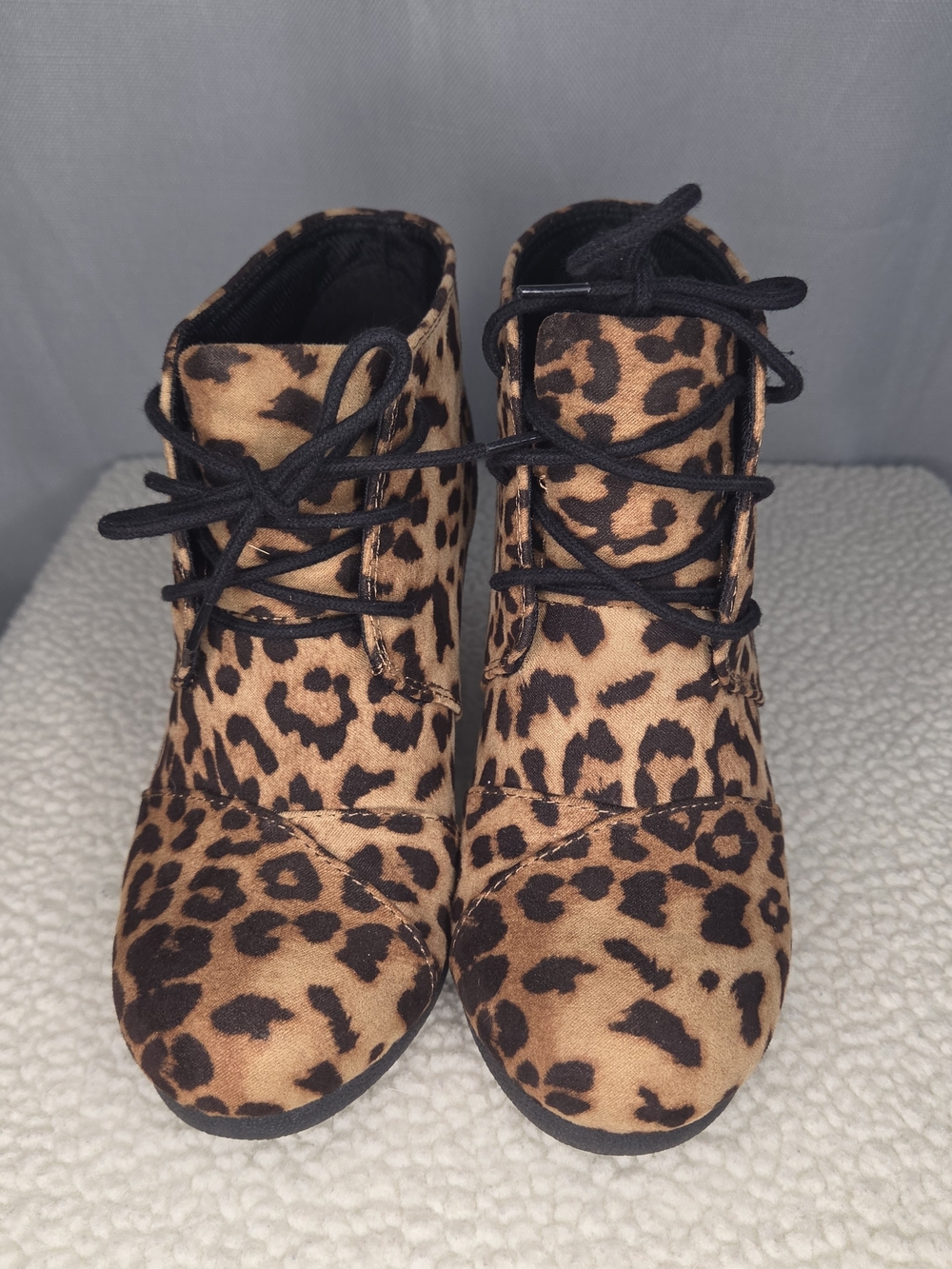 City Classified Leopard Print Lace-Up Women's Ankle Boots - Brown Size 5 1/2